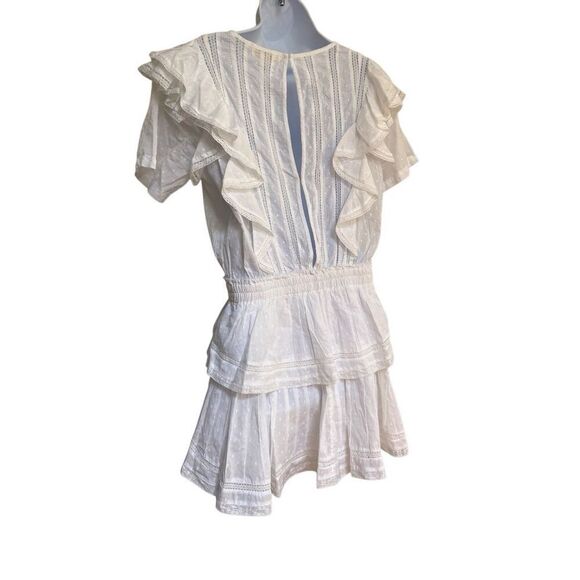 Love Shack Fancy Cotton Natasha Heritage Mini Dress White Ruffle Lace Size L 10 - Picture 13 of 16